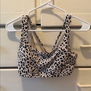 Athleta White and Black Leopard Print Sports Bra